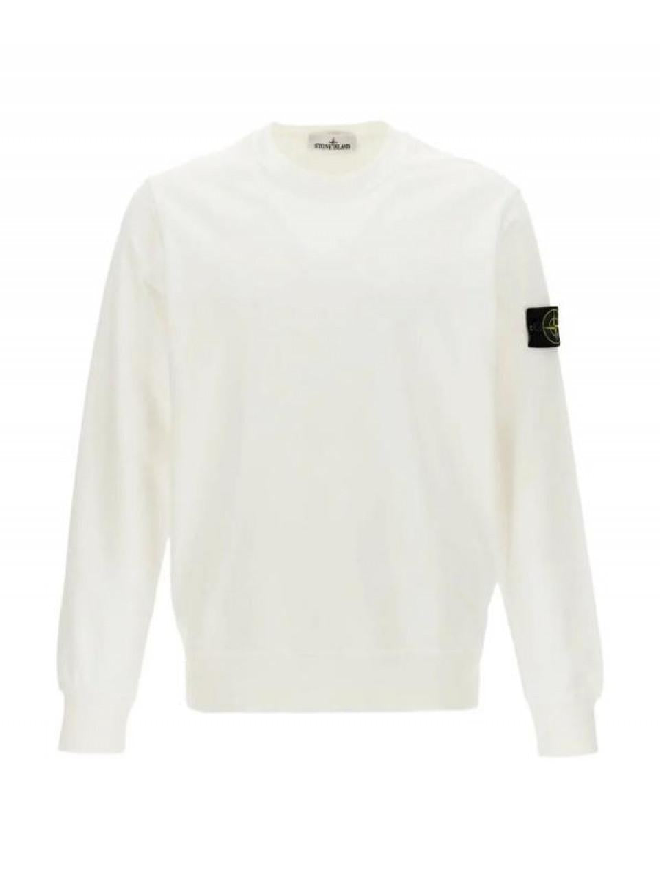 STONE ISLAND Cotton Fleece Regular Fit Crewneck Sweatshirt Black