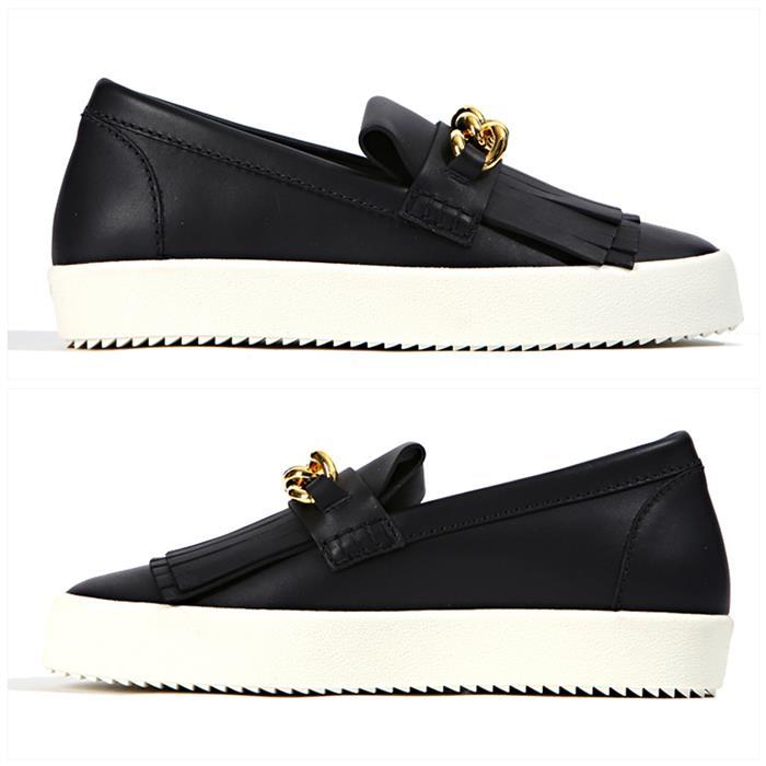 Giuseppe Zanotti Gold Chain Slip-On Low Top Sneakers RM6045 NERO