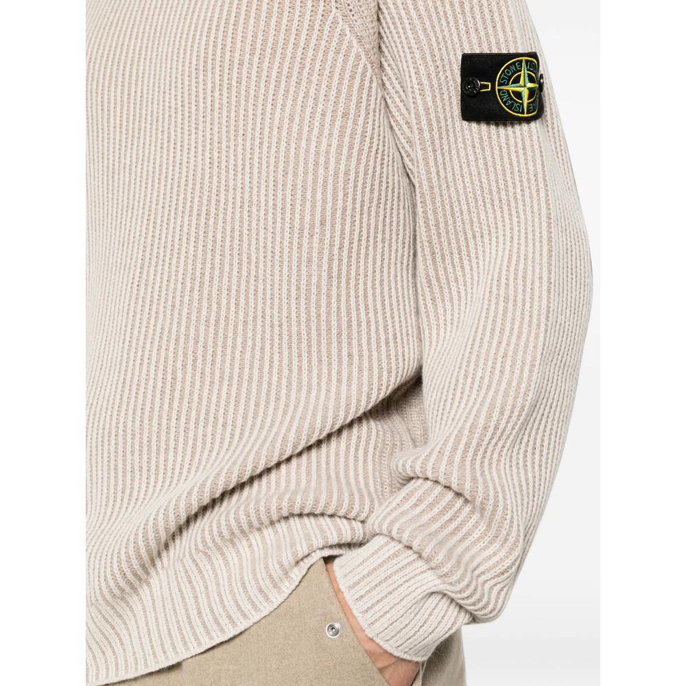 STONE ISLAND Grey Wool Round Neck Knit Sweater
