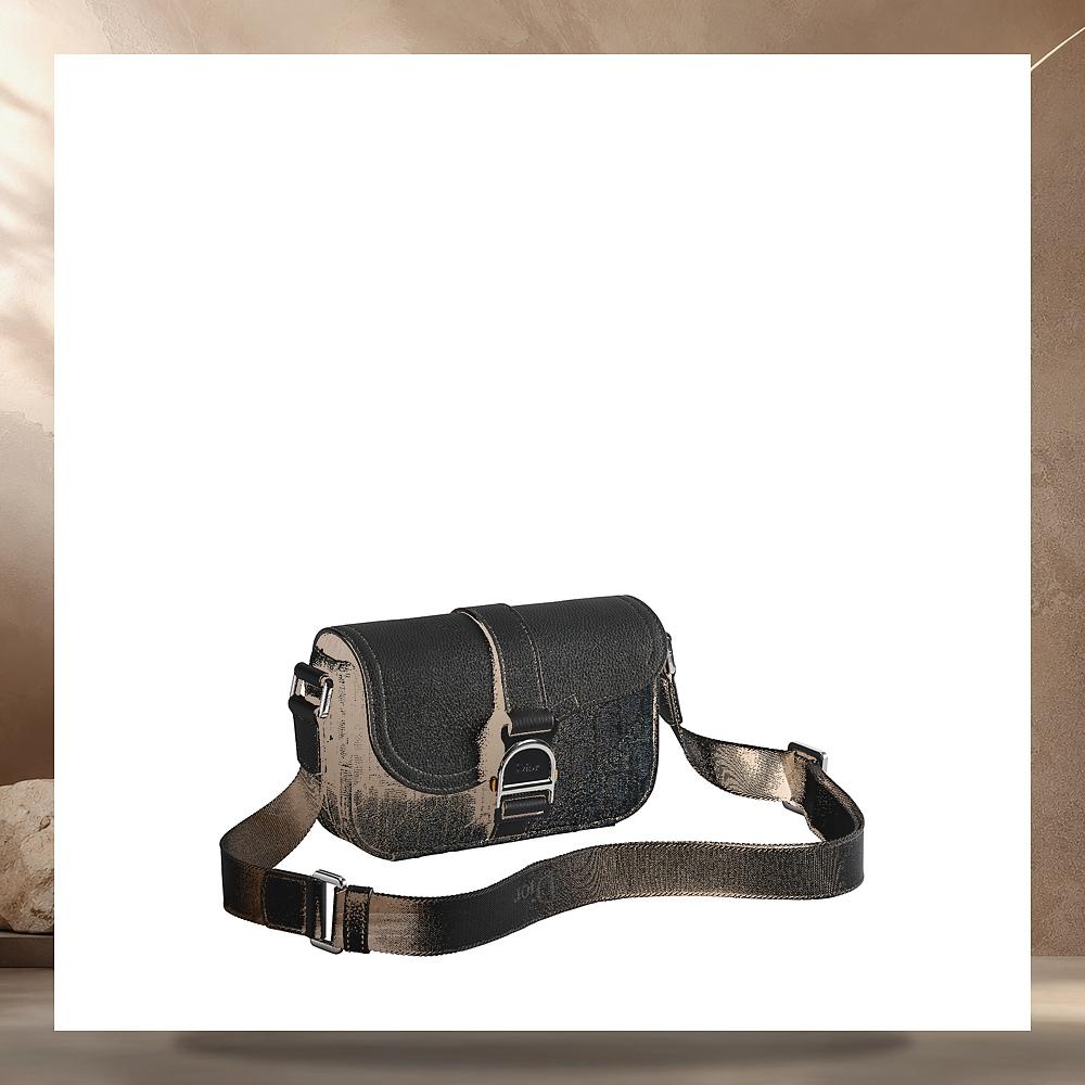 DIOR Saddle Heritage Flap Strap Mini Bag Black Oblique Jacquard 2ADCA662YKVH03E