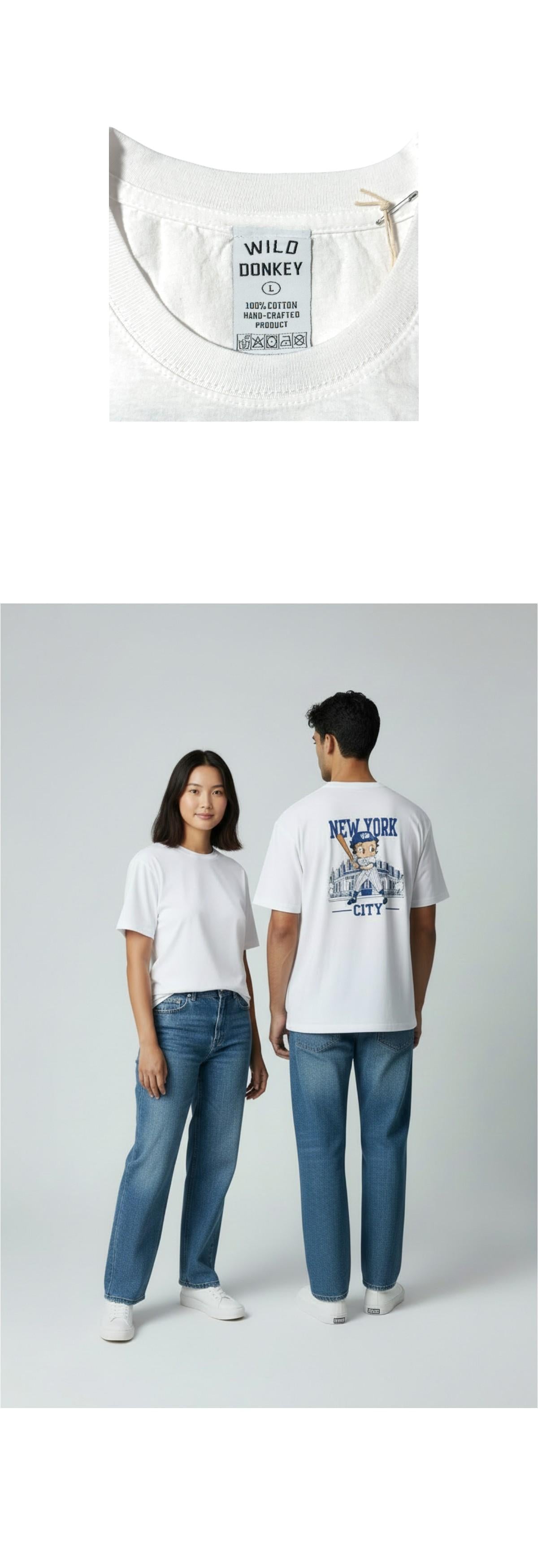 Wild Donkey Betty Blue Graphic Short Sleeve T-Shirt White Unisex