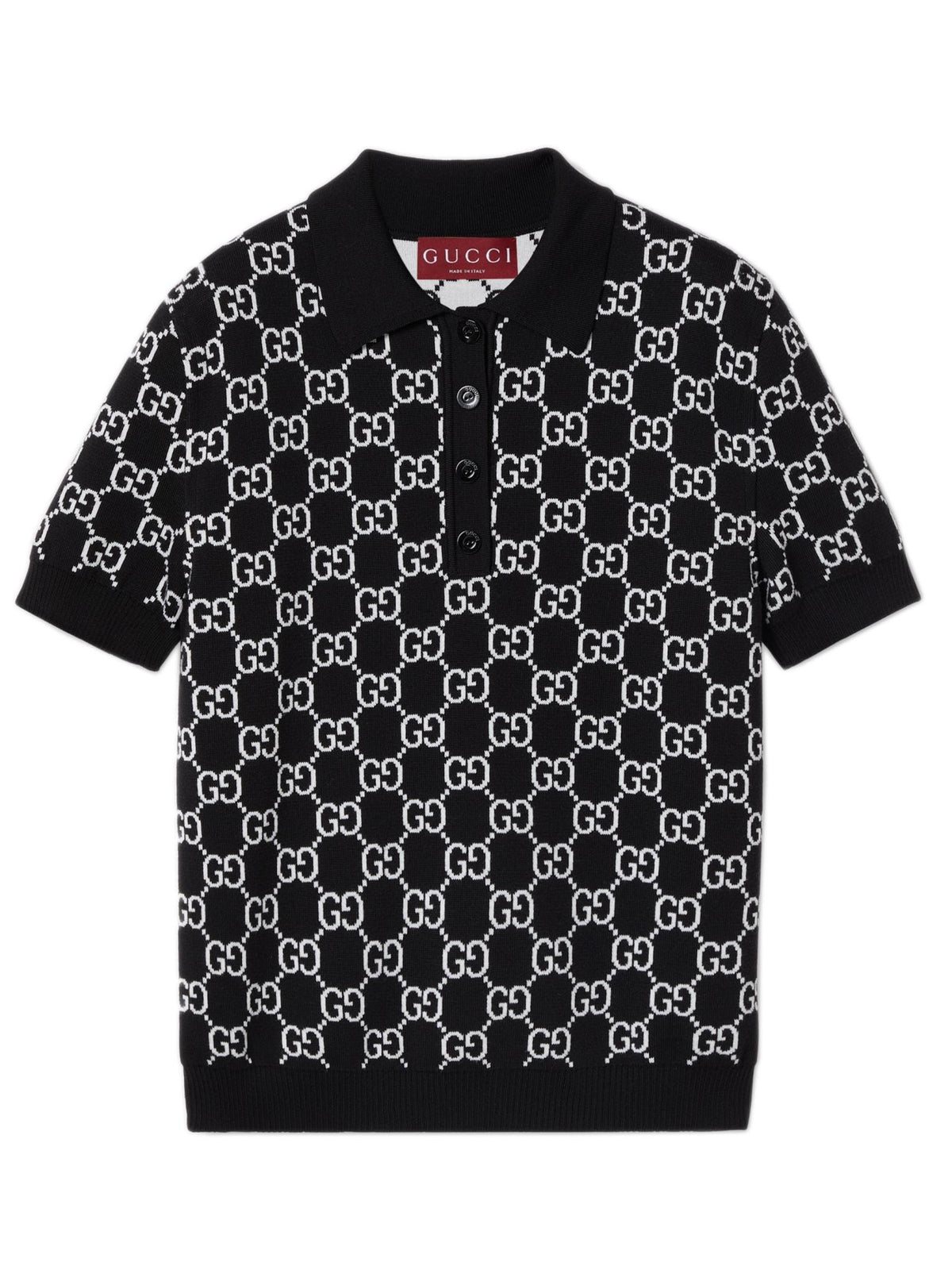 GUCCI Black Cotton Short Sleeve Polo Shirt