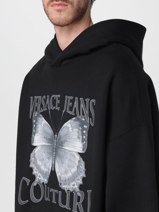 Versace Black Logo Hooded Sweatshirt for Women 79GAIP07CF01P899