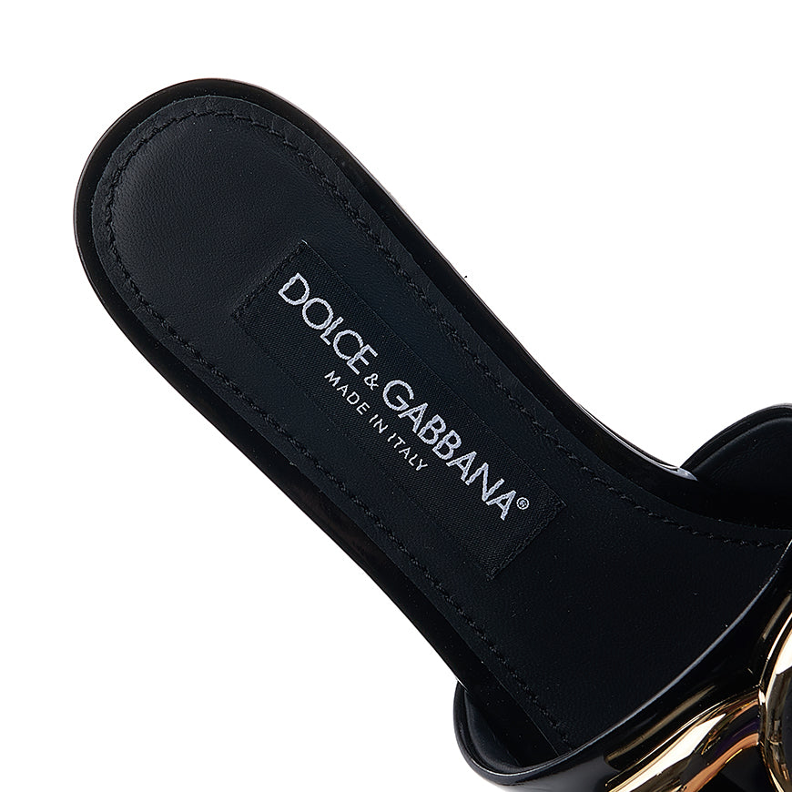 D&G Women's DG Logo Leather Sandals CQ0455 A1037 80999 1