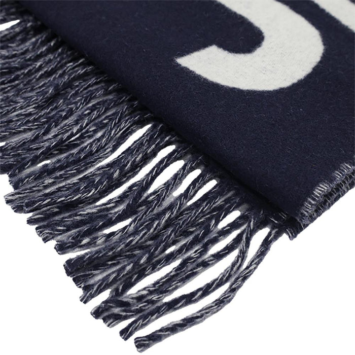 JACQUEMUS Logo Fringe Unisex Scarf Muffler Navy Wool