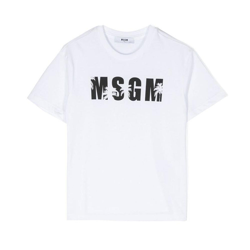 MSGM Women’s Logo Print T-Shirt White Cotton