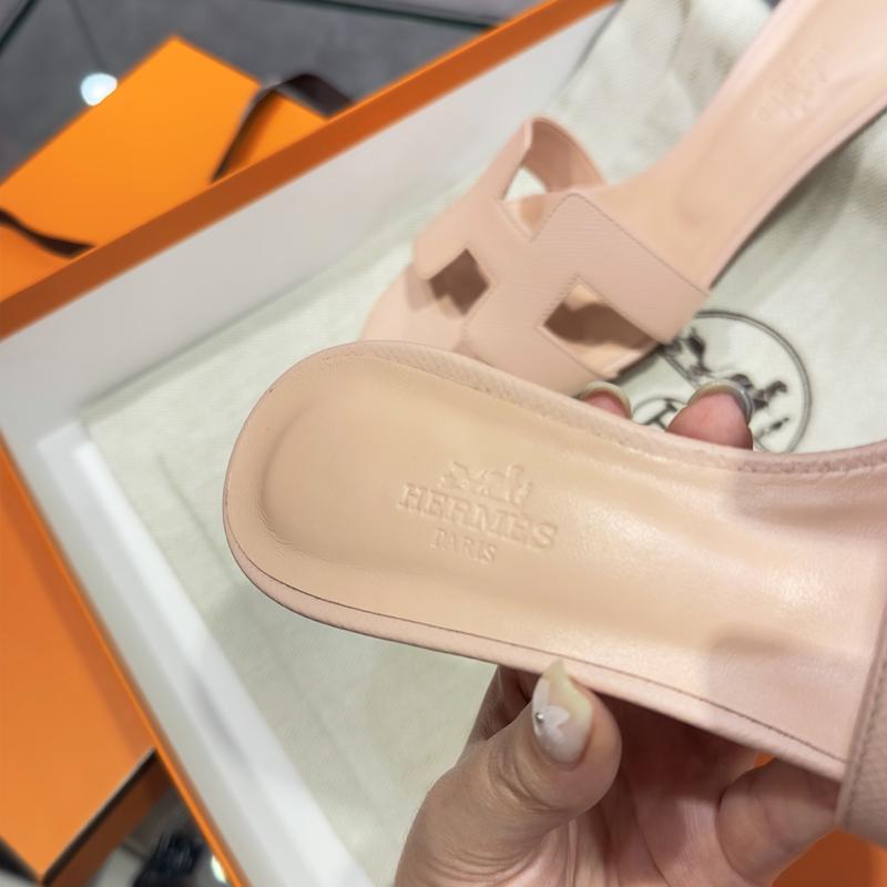 HERMES Oasis Sandals Rose Pale Calfskin Women’s