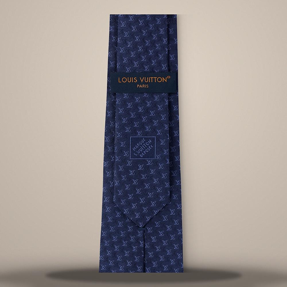 Louis Vuitton LV Interlocked Tie Navy M98102