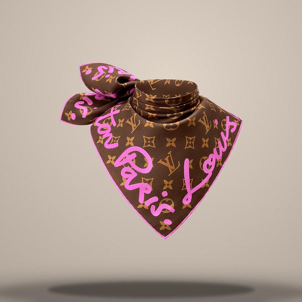 Louis Vuitton Pink LV Script Square 55 Scarf M97940