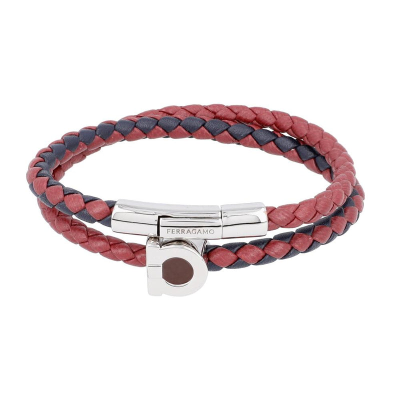 Ferragamo Gancini Two-Tone Braided Large Leather Men’s Bracelet 77 0404 0791271