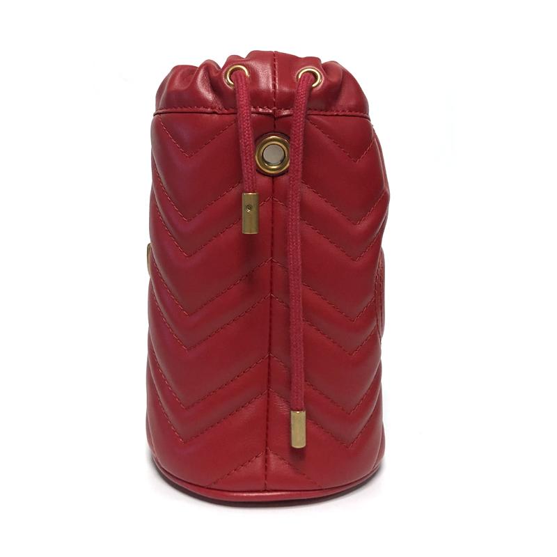 GUCCI Red Marmont GG Mini Bucket Shoulder Bag 575163 6433