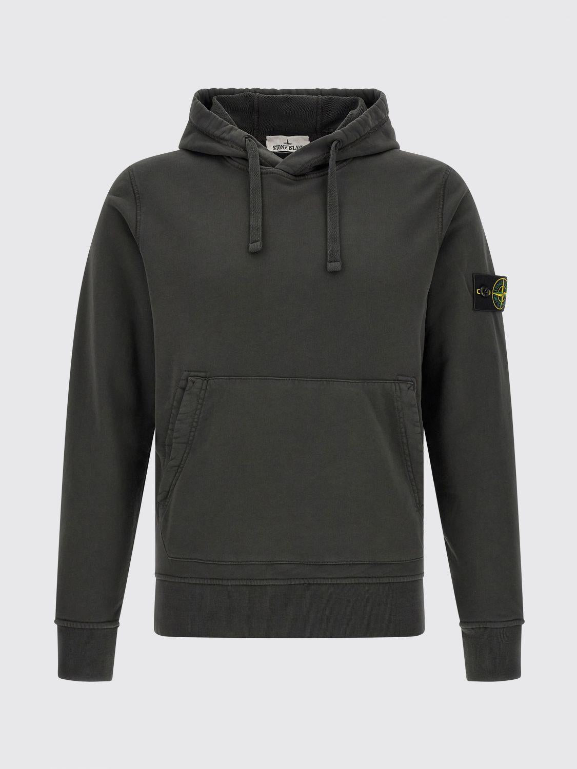 STONE ISLAND Green Cotton Pullover Hoodie