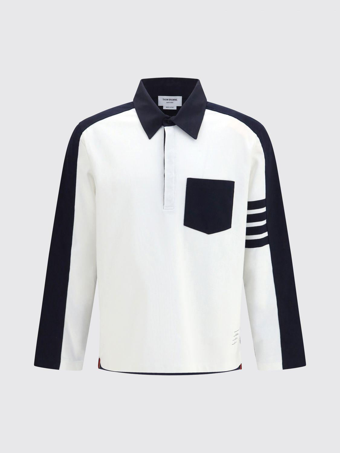 THOM BROWNE Long Sleeve T-Shirt White Cotton Men's Top