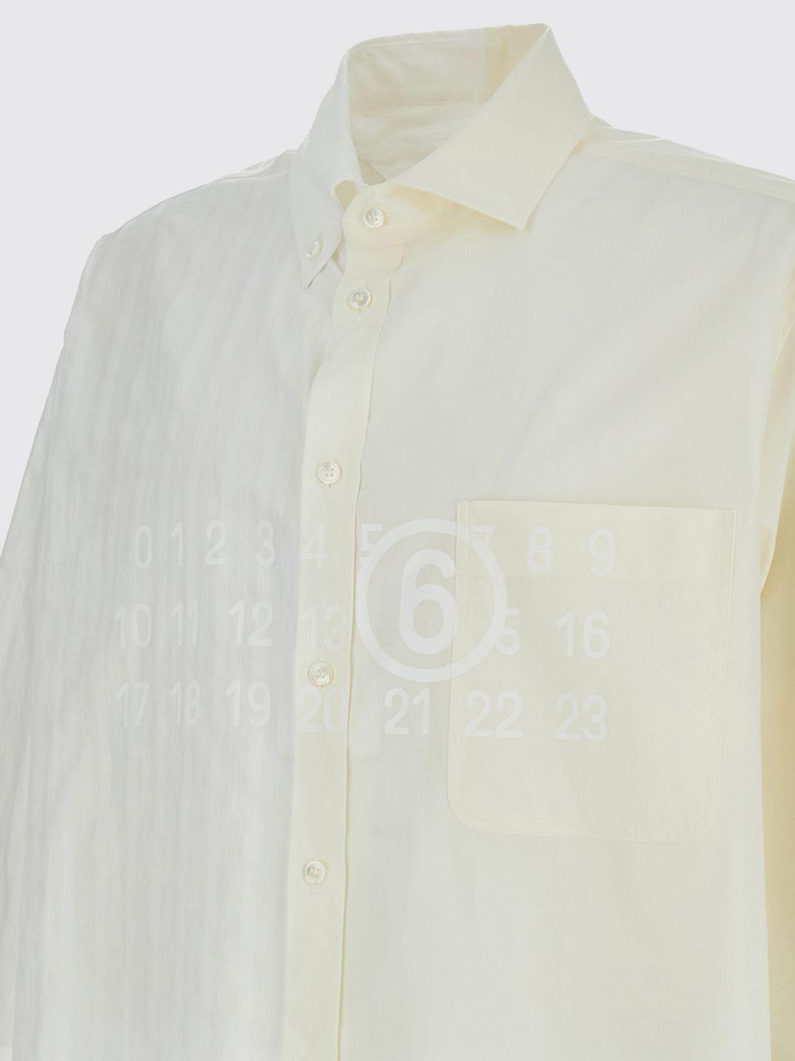 Maison Margiela Long Sleeve Button-Up Shirt Beige Cotton Men’s
