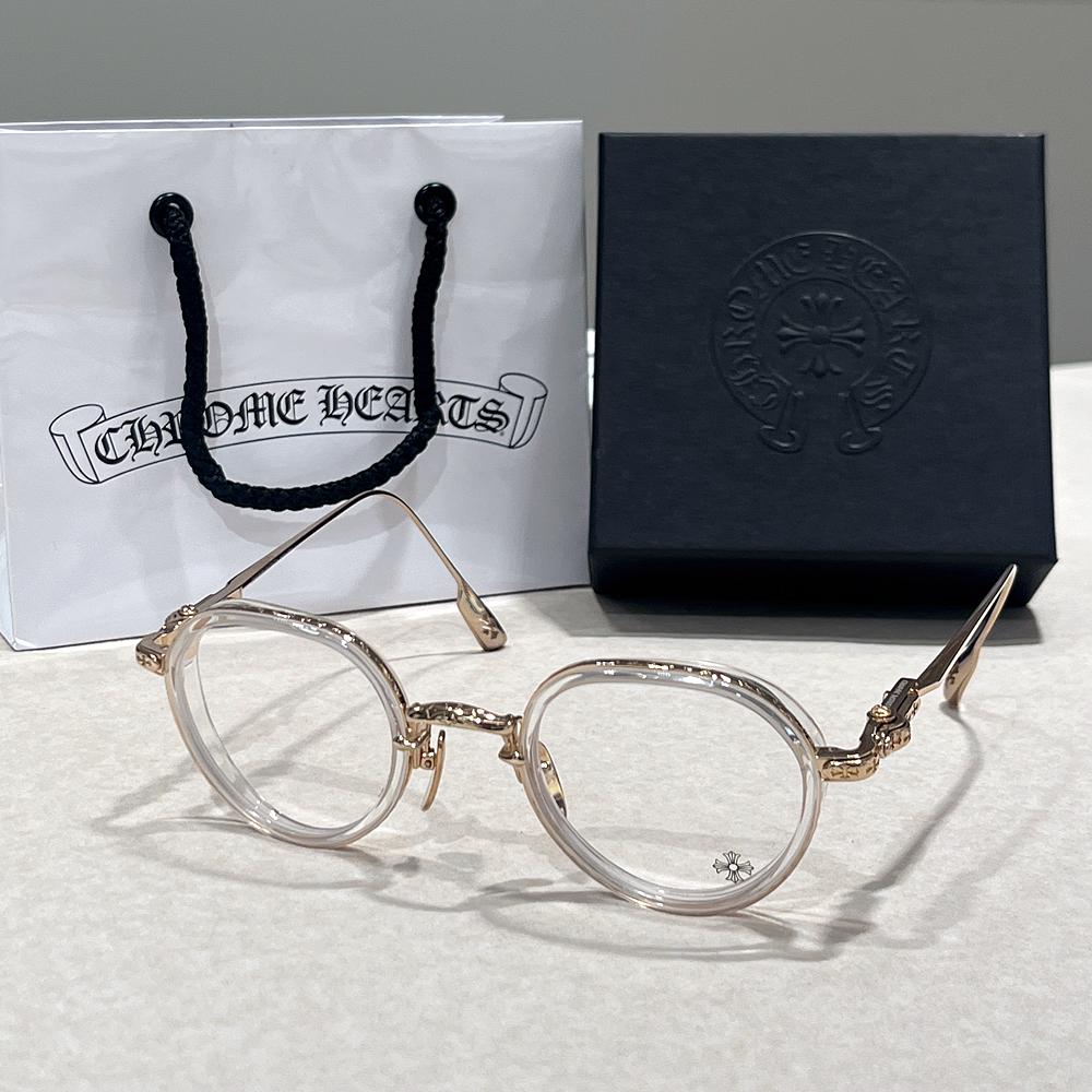 Chrome Hearts Crystal Gold-Tone Sextynine Eyeglasses Unisex