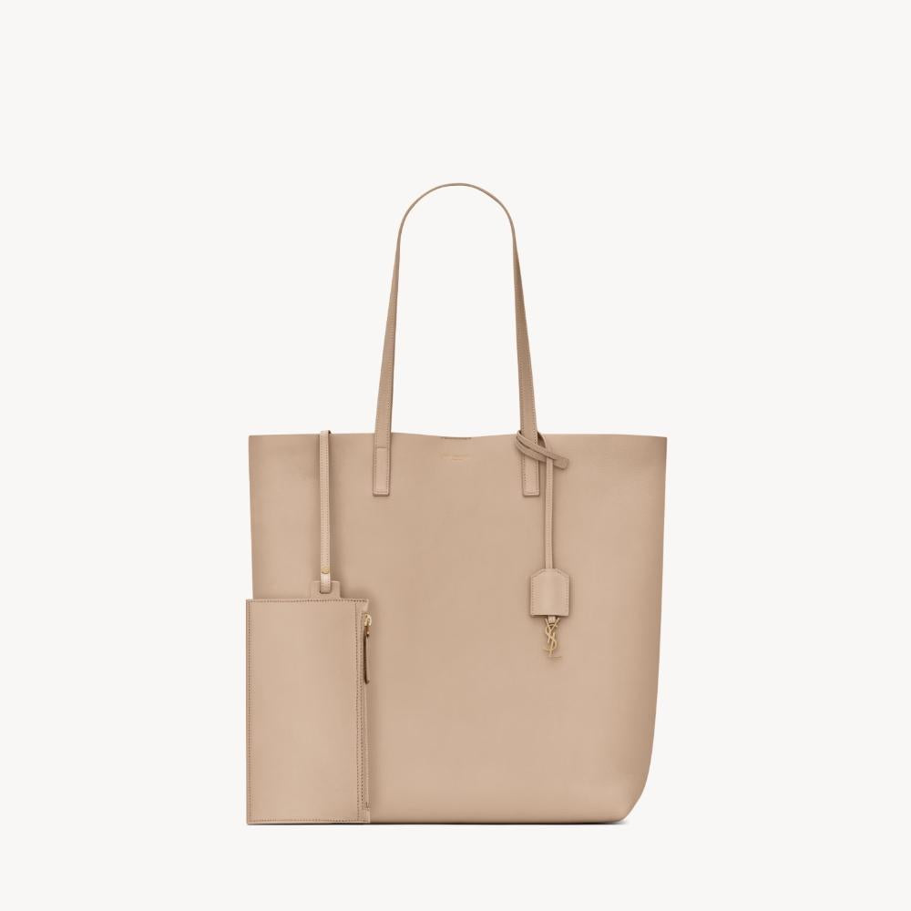 Saint Laurent Dark Beige Leather North South Shopping Tote Bag