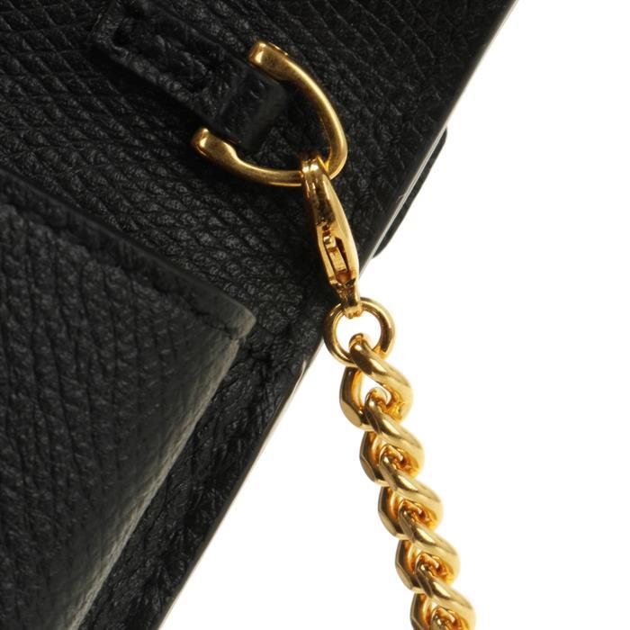 VALENTINO VLogo Signature Chain Wallet Black Leather Shoulder B 6W2P0W42 SNP 0NO