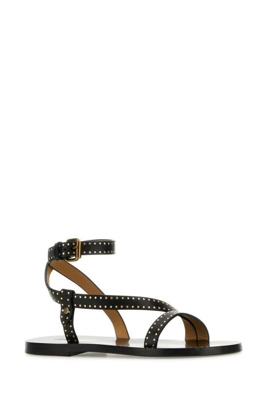 Isabel Marant Zopy Leather Flat Sandals SD0228FAC1B05S01BK