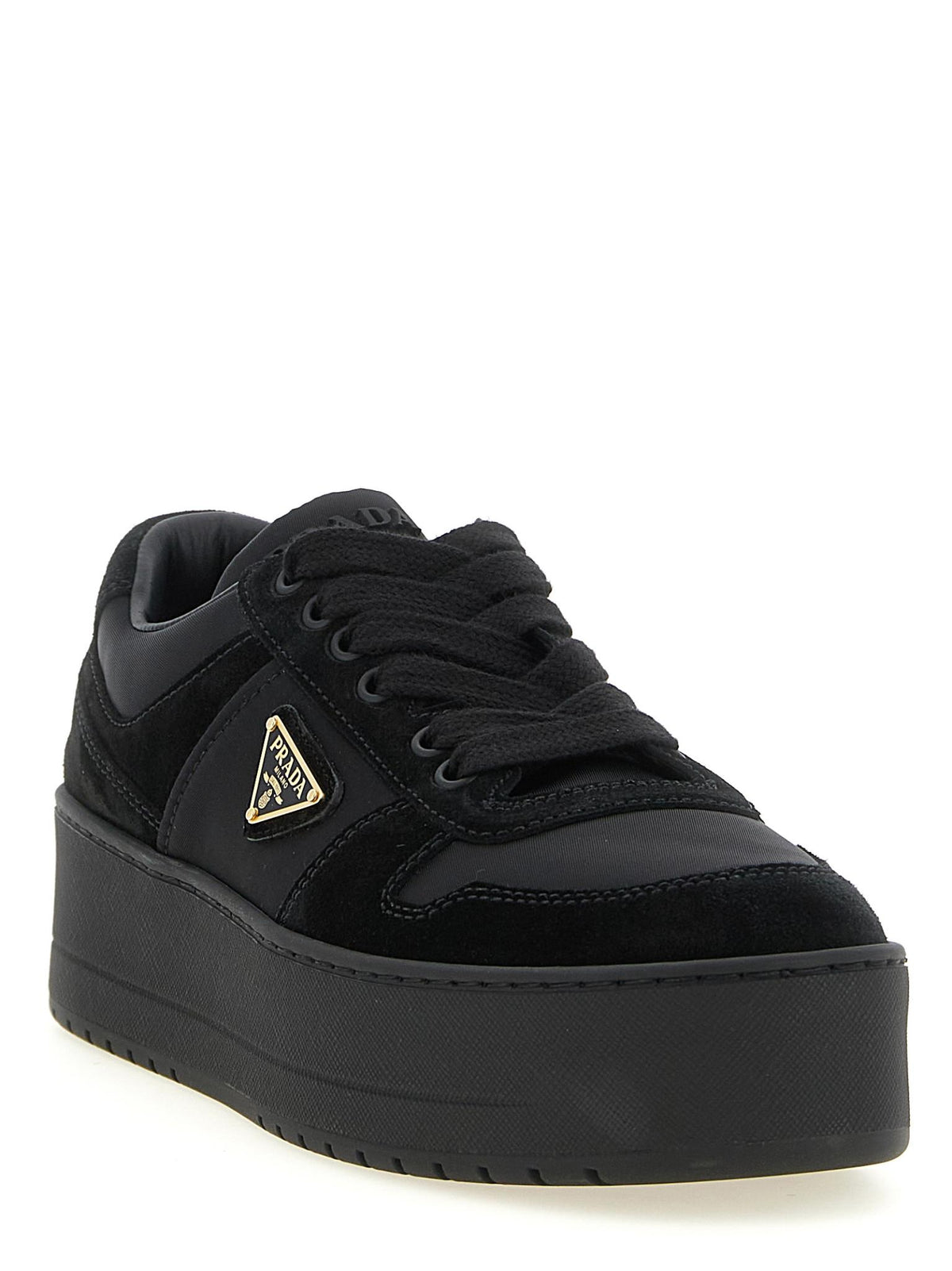 PRADA Black Leather Low Top Sneakers
