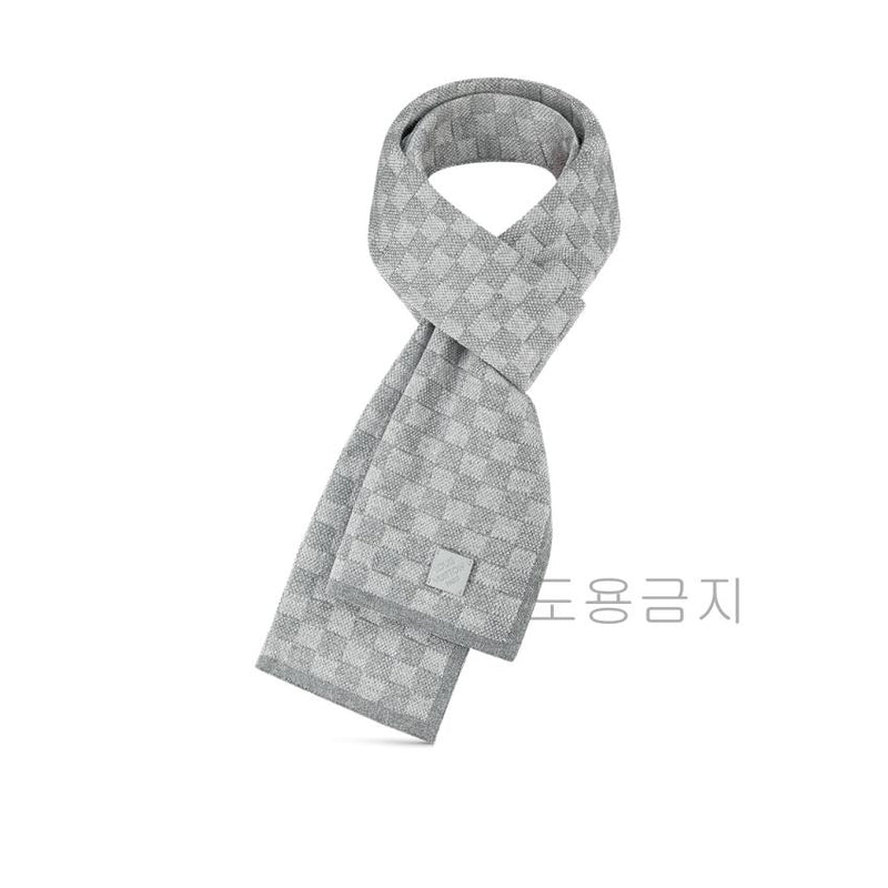 Louis Vuitton Petit Damier Light Gray Wool Scarf Unisex