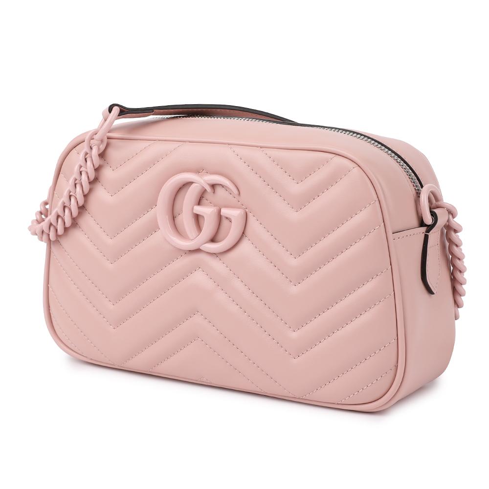 GUCCI Marmont Leather Crossbody Bag Pink