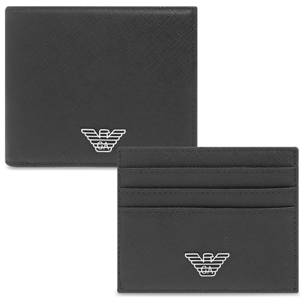 Emporio Armani Signature Leather Bifold Wallet Gift Set Navy