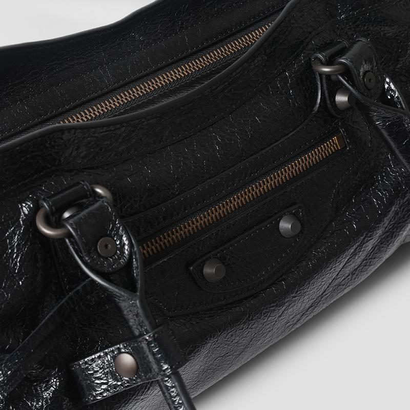 BALENCIAGA Le City East-West Shoulder Bag Black Leather