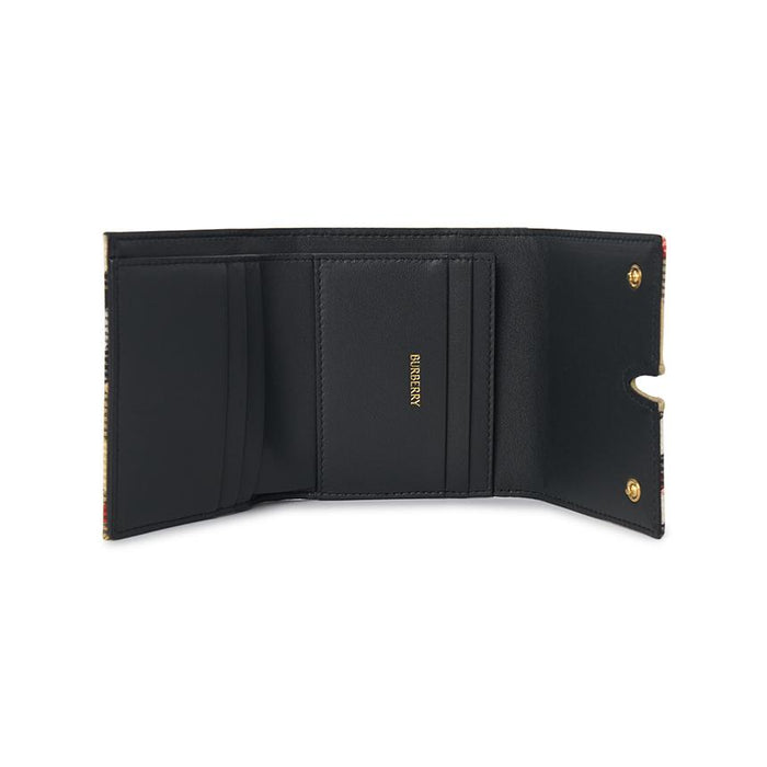 BURBERRY Check Leather Bifold Wallet for Women