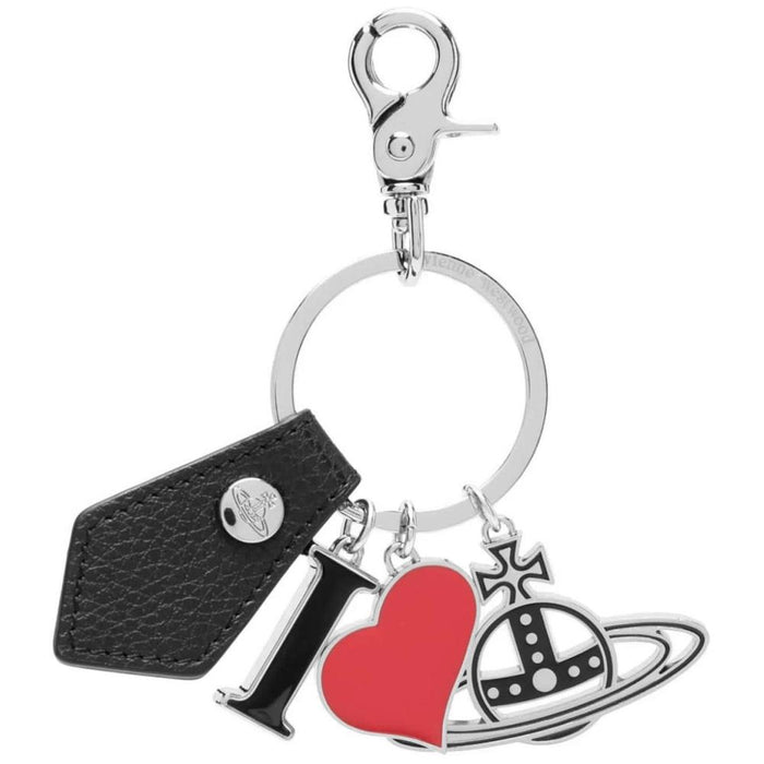 Vivienne Westwood I Love Orb Grain Leather Keyring Black