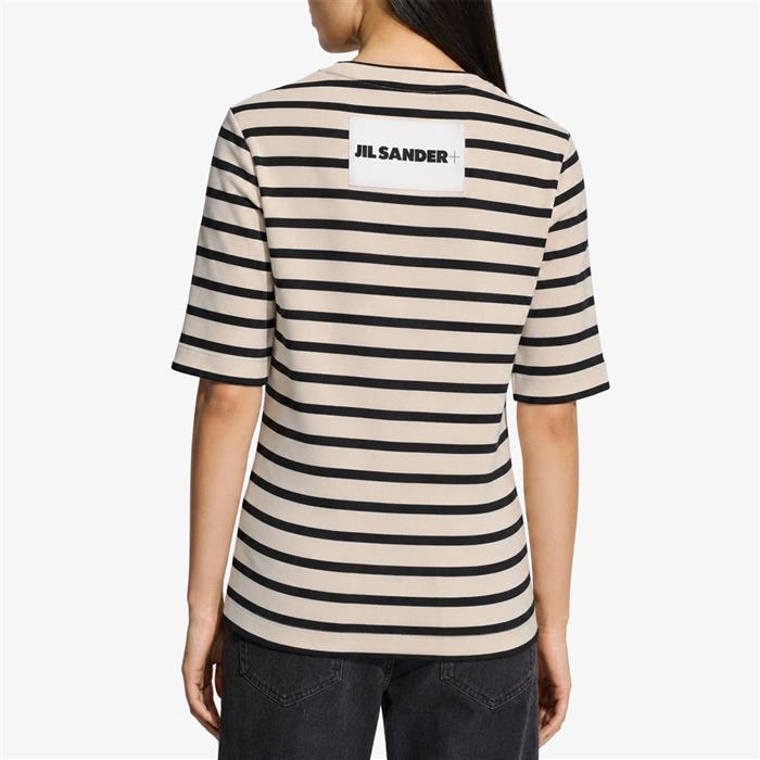 JIL SANDER Logo Patch Stripe Women’s Short Sleeve T-Shirt