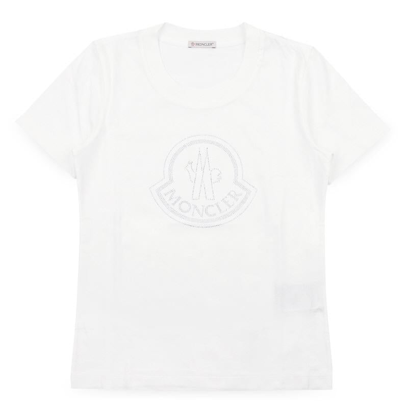 Moncler Women’s Crystal Logo Short Sleeve T-Shirt White 8C00013 89AB2 033