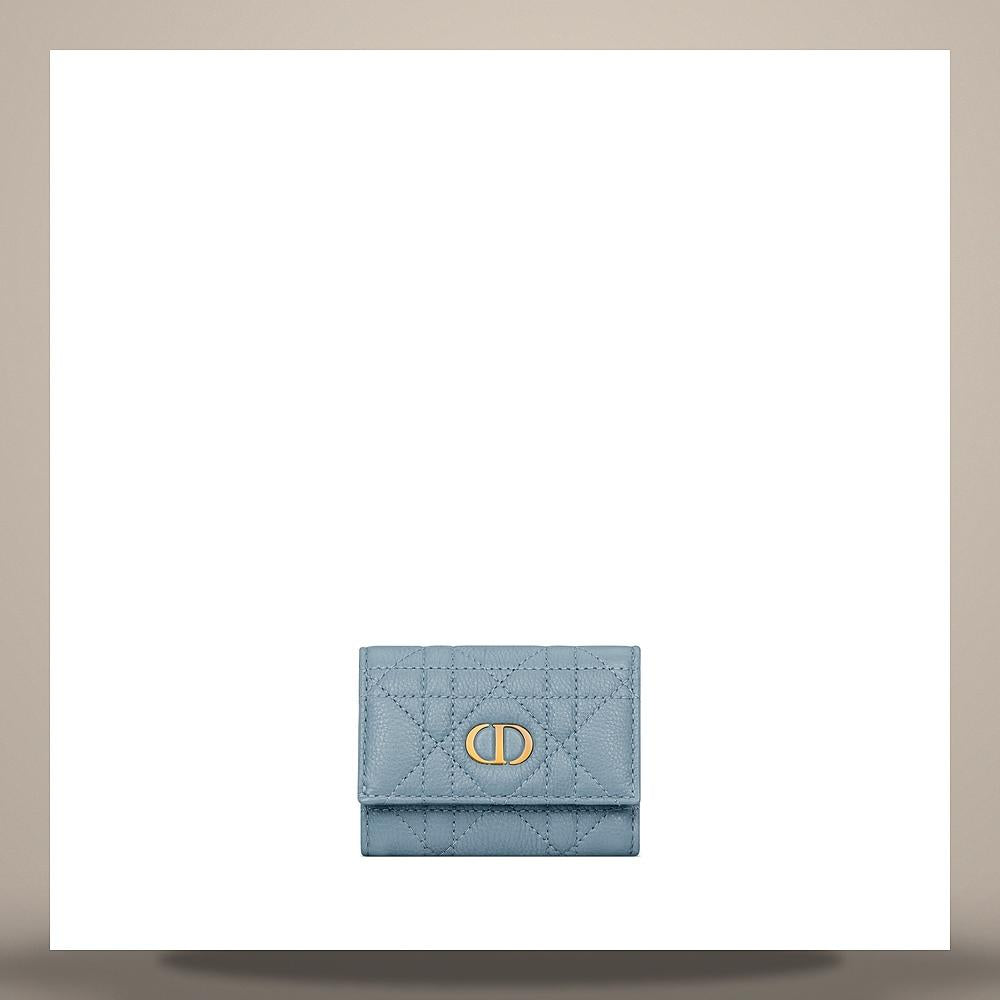 DIOR Cloud Blue Supple Cannage Calfskin Card Holder Wallet S5251UWHCM81B