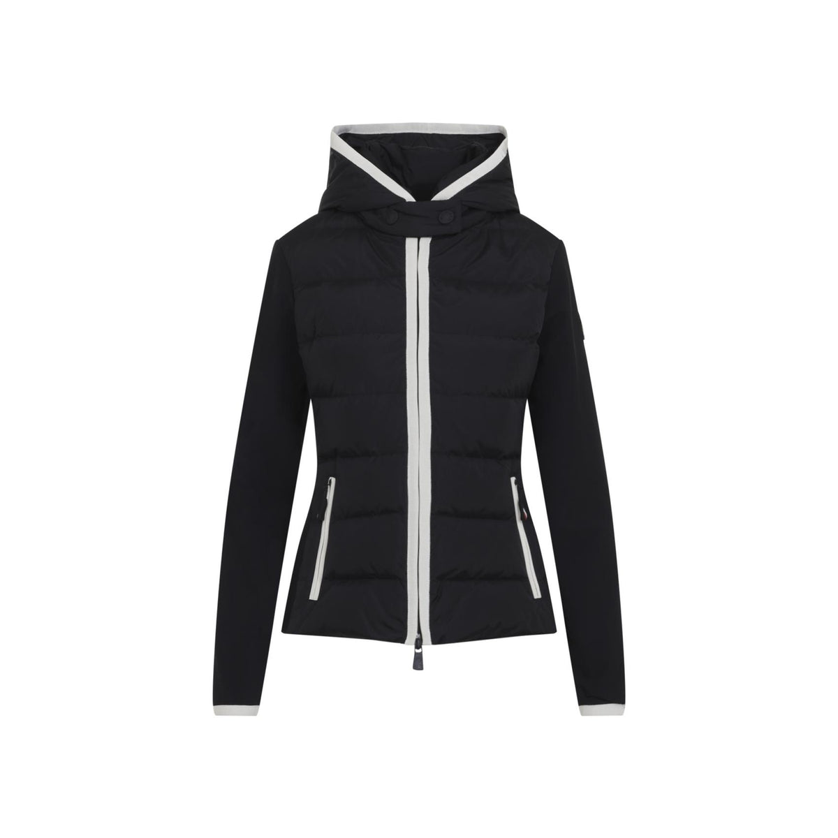 Moncler Black Wool Zip-Up Knit Cardigan
