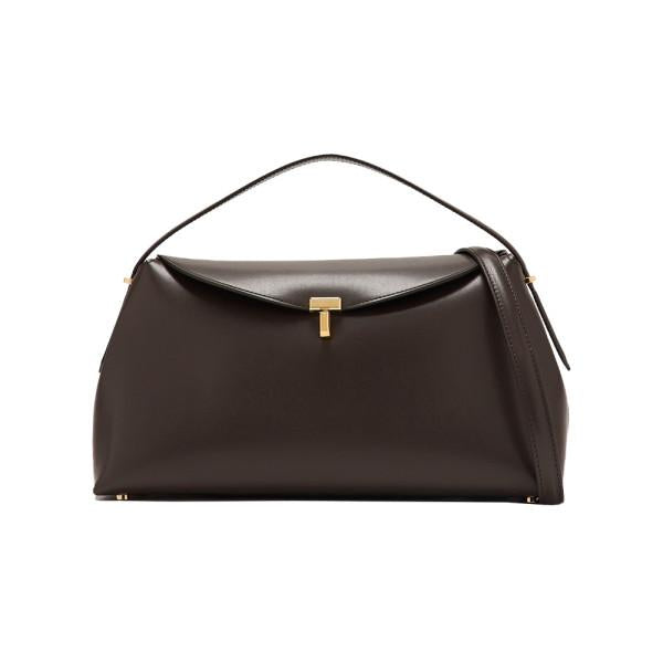 Toteme T-Lock Top Handle Tote Crossbody Bag Bark Leather