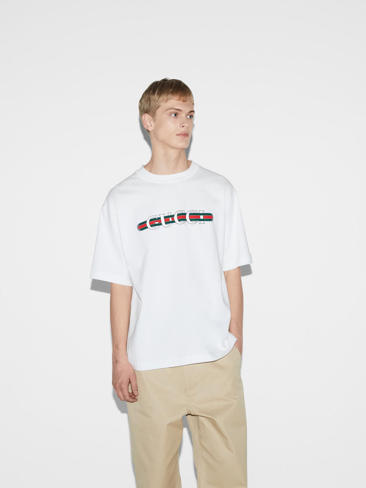 GUCCI Short Sleeve Logo Graphic T-Shirt Black Cotton Men
