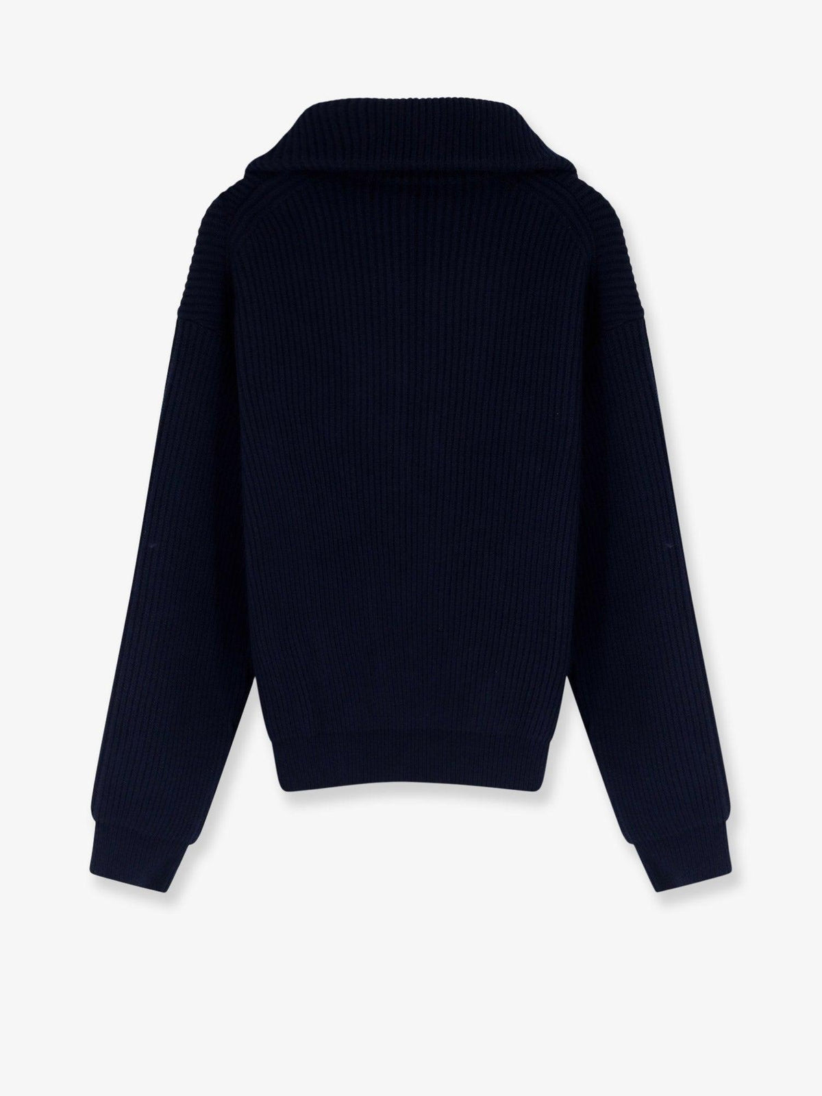 CELINE Men’s Zip-Up Knit Sweater Navy Wool