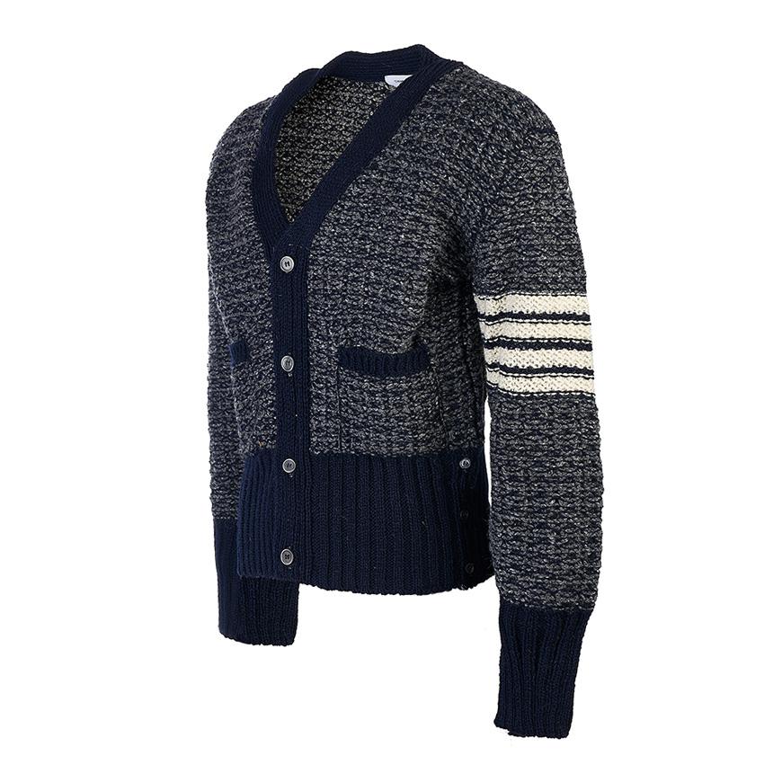 THOM BROWNE 4-Bar Tweed Mohair Cardigan for Men MKC510A Y1506 415