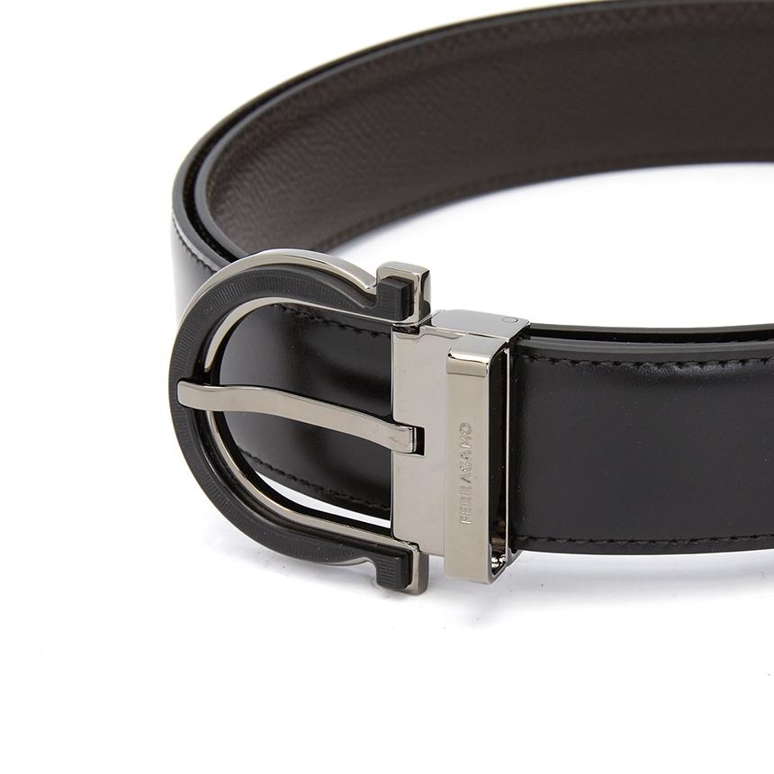 Ferragamo Gancini Men’s Reversible Leather Belt Pre-Cut 670196 0770683