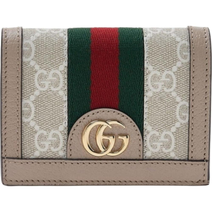 GUCCI Ophidia GG Supreme Small Bifold Wallet Beige/Ebony Canvas