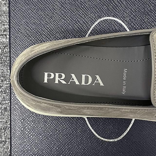 PRADA Men’s Suede Loafers with Triangle Logo Navy