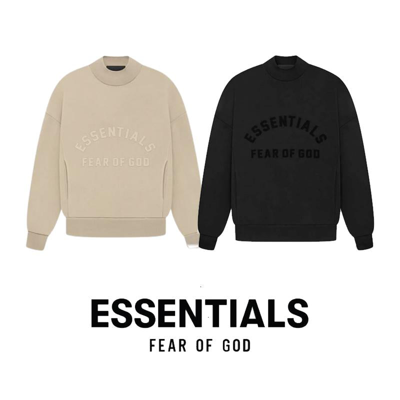 Fear of God Essentials Beige Black Crewneck Sweatshirt Unisex