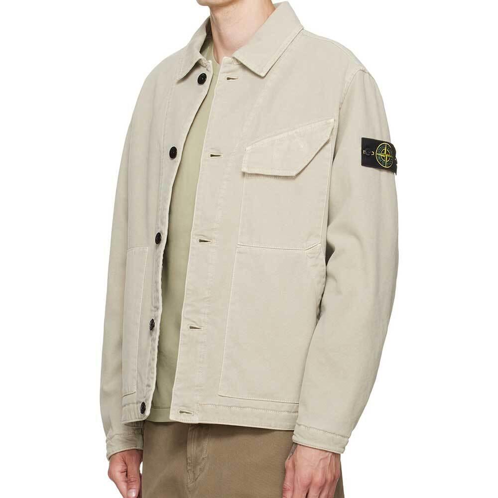 STONE ISLAND Logo Patch Chest Pocket Overshirt Jacket Navy Cotton