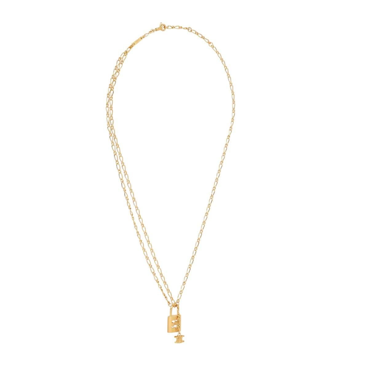 CELINE Triomphe Lock Necklace Gold-Finish Brass Pendant