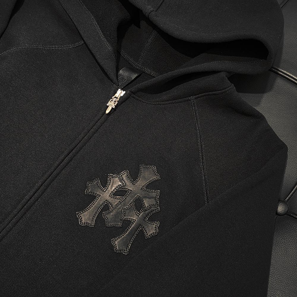 Chrome Hearts Paper Jam Patch Zip Hoodie Black Unisex