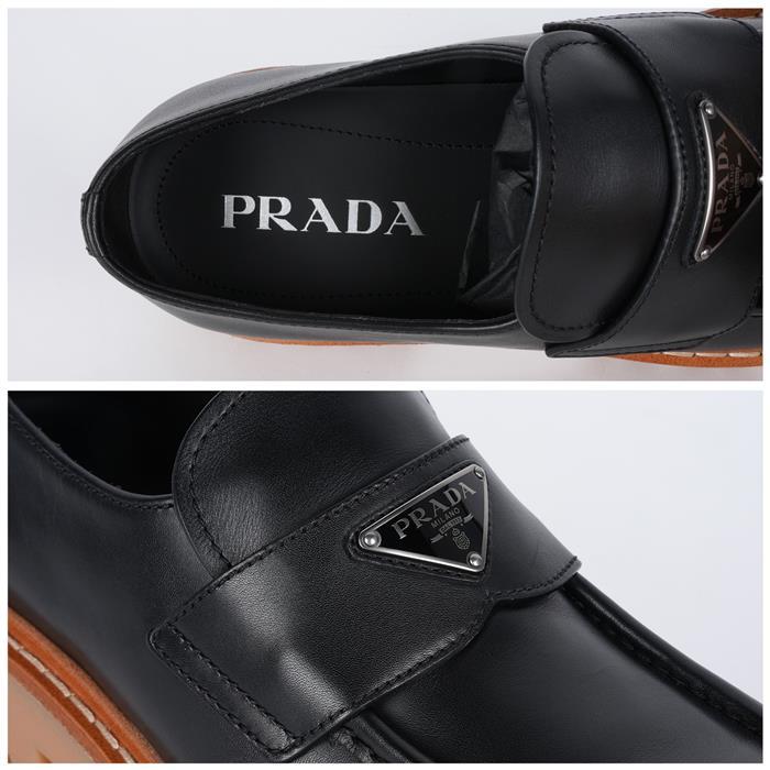 PRADA Triangle Logo Leather Loafers 2DE151 070 F0002