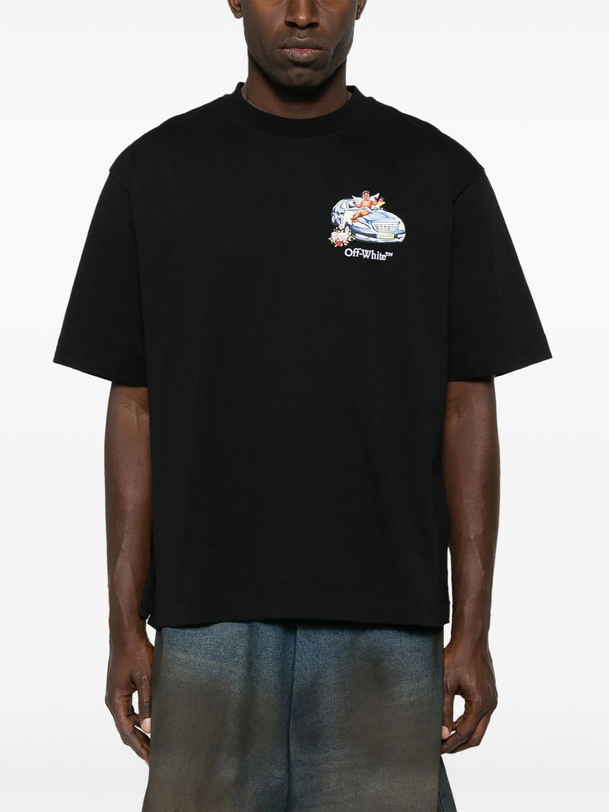 OFF WHITE Black Fresco Arrow Short Sleeve T-Shirt OMAA120S25JER0031001