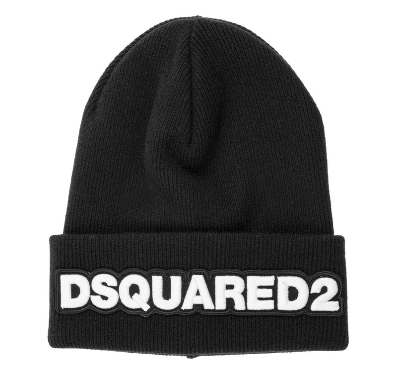 Dsquared2 Logo Embroidered Wool Beanie Black