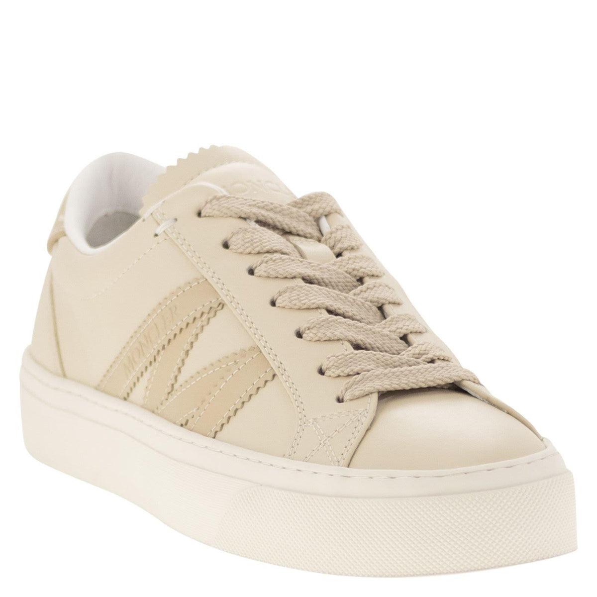Moncler White Leather Low-Top Sneakers