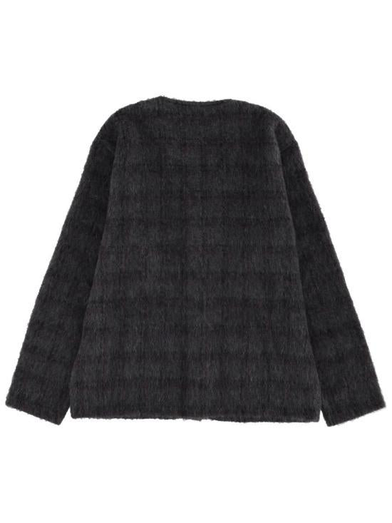 OUR LEGACY Wool Knit Cardigan for Men M2263CF FUZZED PLUM CHECK HAIRY WOOL DOM