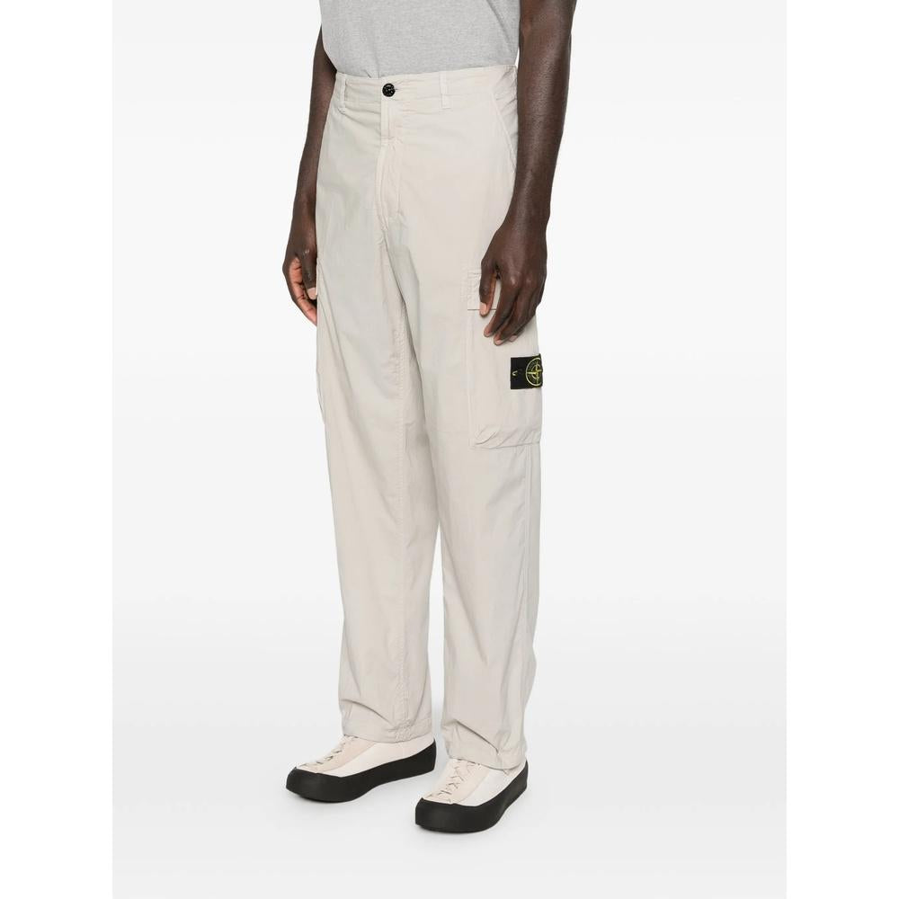 STONE ISLAND Logo Patch Cotton Cargo Pants for Men Navy